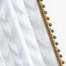 White Sheer Curtains for Living Room & Bedroom | Boho Pom-Pom Sheer Drapes | Light-Filtering Window Panel