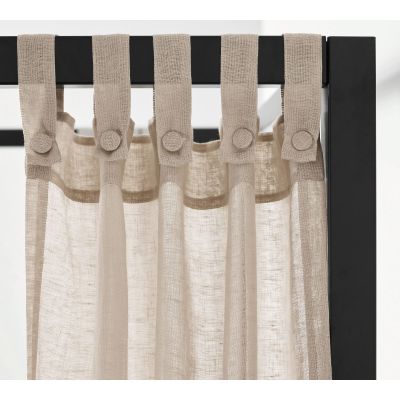 Faux Linen Sheer Canopy Bed Curtain | 4 Corner Bed Canopies & Drapes | Buttoned Tap Top Bed Canopy Curtains