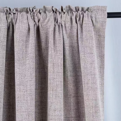 100% Blackout Curtains for Living Room & Bedroom | Faux Linen Curtains with Gray Back Coating | Back Tap Blackout Drapes