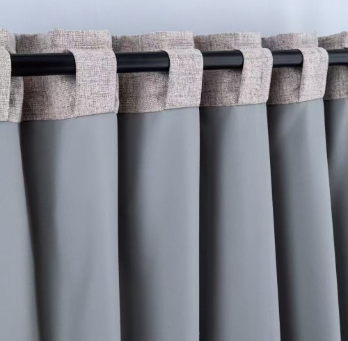 100% Blackout Curtains for Bedroom | Faux Linen Curtains with Gray Back Coating | Back Tap Blackout Drapes