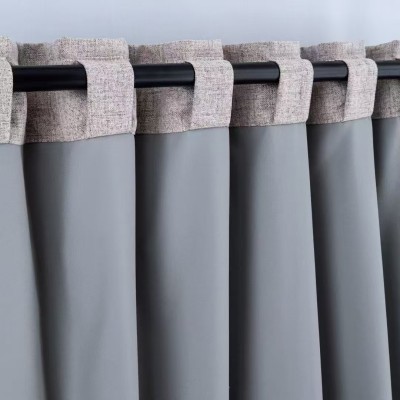 100% Blackout Curtains for Bedroom | Faux Linen Curtains with Gray Back Coating | Back Tap Blackout Drapes