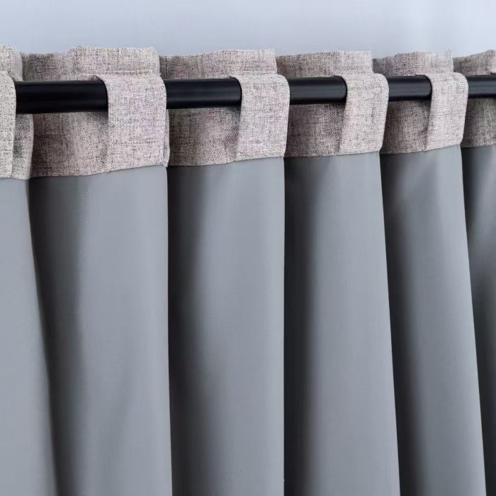100% Blackout Curtains for Bedroom | Faux Linen Curtains with Gray Back Coating | Back Tap Blackout Drapes