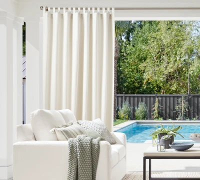 Tab Top Outdoor Curtains for Porch| Windproof Weatherproof Curtain for Cabana, Pergola and Gazebo