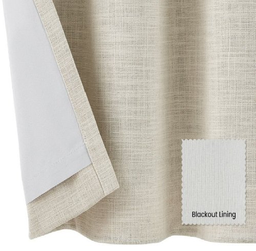 Linen Blackout Curtain Liners | 2-layer Light Blocking Curtains | linen Sheer Curtain + White Blackout Liner  for Curtains
