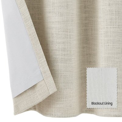 Linen Blackout Curtain Liners | 2-layer Light Blocking Curtains | linen Sheer Curtain + White Blackout Liner  for Curtains