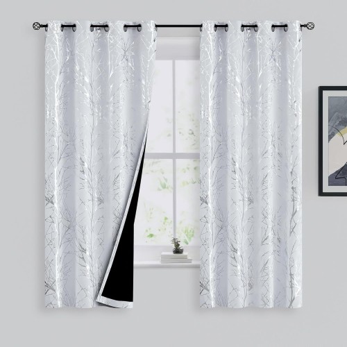 Silver Foiled Blackout Curtains for Bedroom | Black Back Coating Thermal Curtains | Costom Curtain Manufacturer