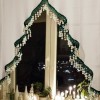 Tree-Shaped Christmas Kitchen Curtain Holiday | Kitchen Valance with Cotton Ball Tassels | Rod Pocket Café Curtains