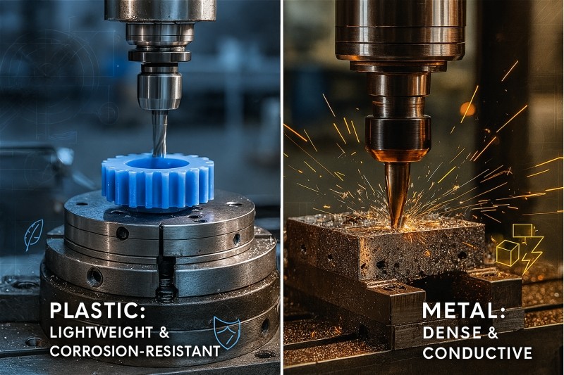 CNC machine milling a lightweight plastic part
