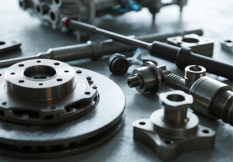 OEM Car Part in Manufacturer Packaging An OEM car part in branded packaging next to a vehicle