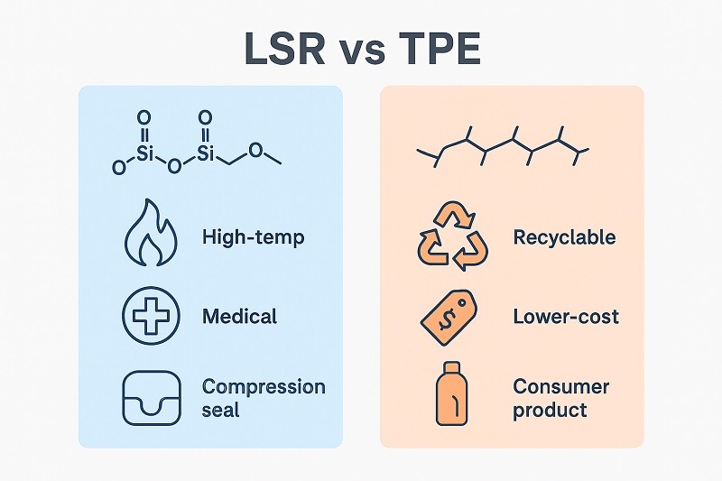 A collection of precise, complex liquid silicone rubber parts