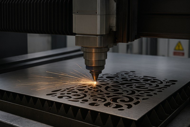 CAD software showing optimized nesting of sheet metal parts to reduce waste