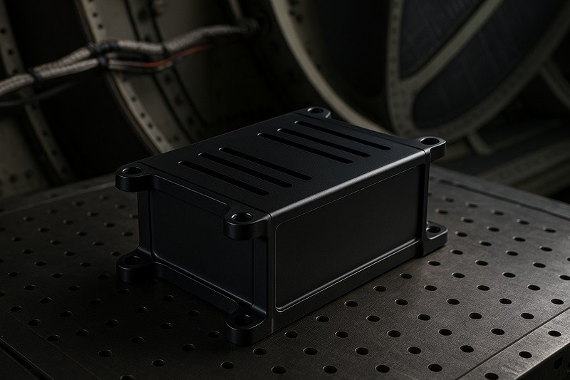 A 5-axis CNC machine in operation, carving a complex aerospace part