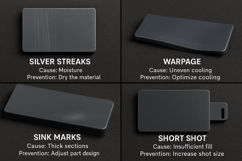 A CAD design of a plastic part showing annotations for uniform wall thickness, draft angles, and corner radii.