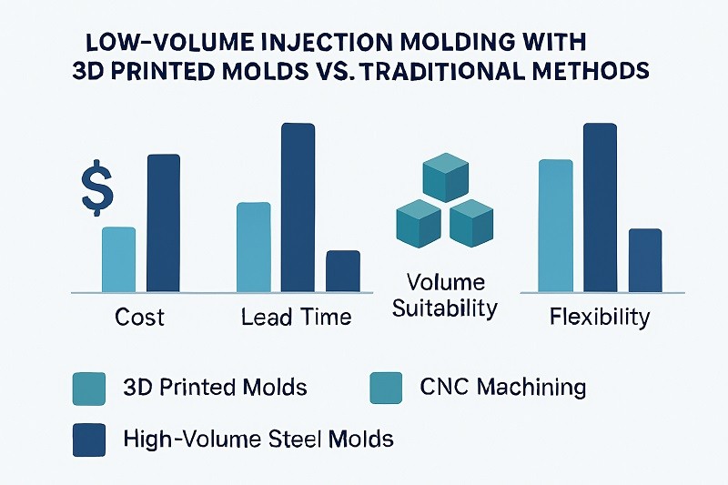 A close-up of a 3D printed mold showing design features like draft angles, rounded corners, and strategic placement of ejector pin locations.