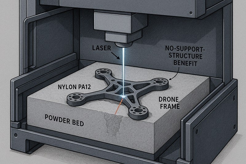 An advanced SLS 3D printer in a manufacturing facility in China
