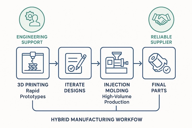 An engineer pointing to a DFM analysis on a computer screen, showing highlighted areas of a CAD model to a client.