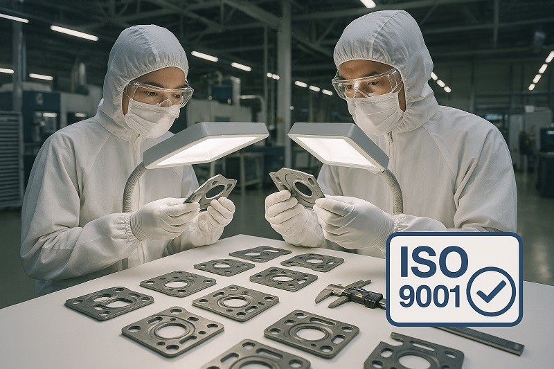 A collage of quality certification logos like ISO 9001, IATF 16949, and AS9100.