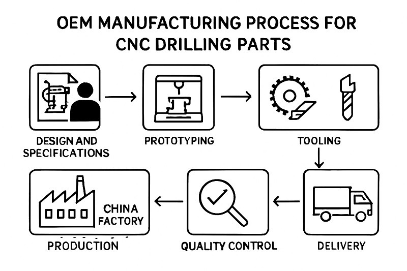 ODM private label CNC parts A warehouse shelf filled with identical boxes ready for branding