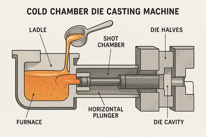 Diagram of the high-pressure die casting injection process