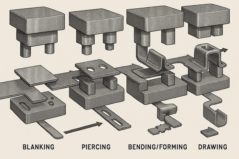 An animation showing the deep drawing process to form a metal can