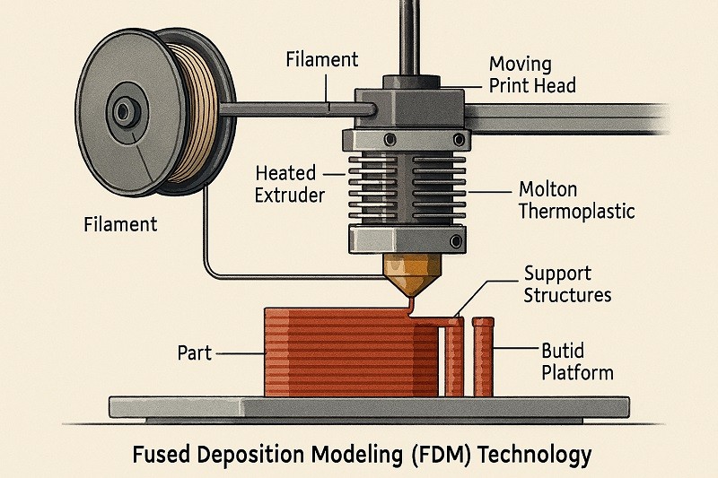 An SLS 3D printer build chamber filled with white powder and nested parts.