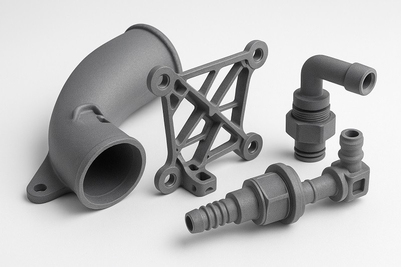 A futuristic car part being 3D printed with MJF technology