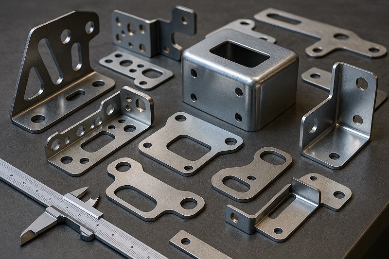 An example of nesting software showing parts tightly arranged on a sheet of metal to minimize waste
