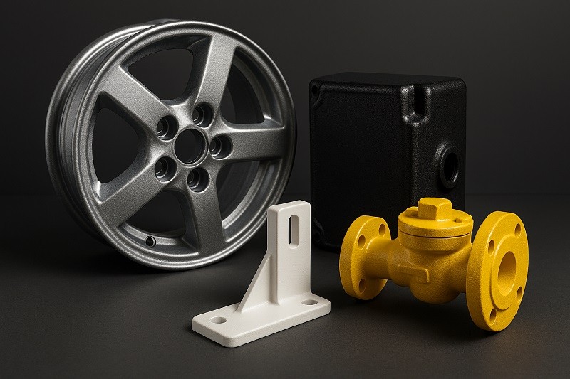 Infographic comparing the environmental impact of powder coating and wet paint