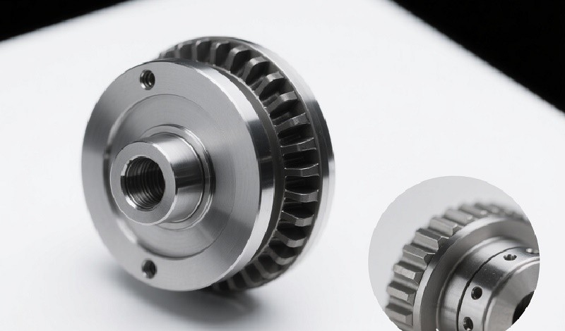A close-up of a precision-machined torsional vibration damper for a high-performance engine