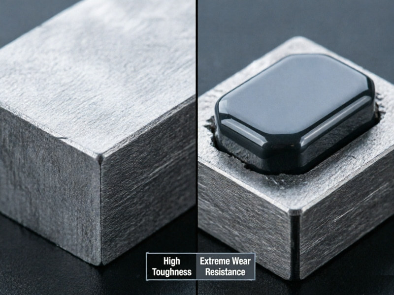 Close-up of a carbide insert in a metal stamping die