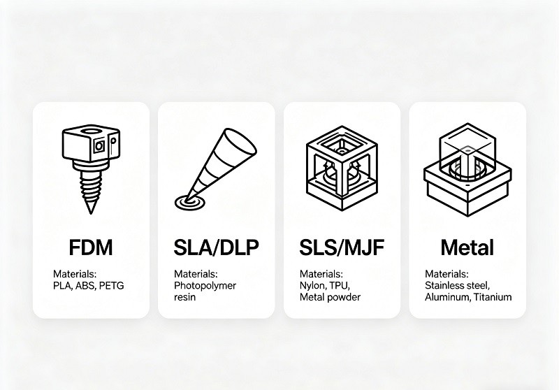 Diagram illustrating the step-by-step process of Selective Laser Melting 3D printing, from powder bed to finished part.