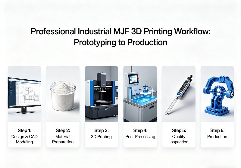 A collection of various MJF 3D printed parts in different materials and colors