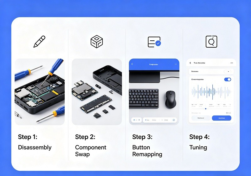 A close-up of a custom controller highlighting its enhanced grip texture and trigger stops