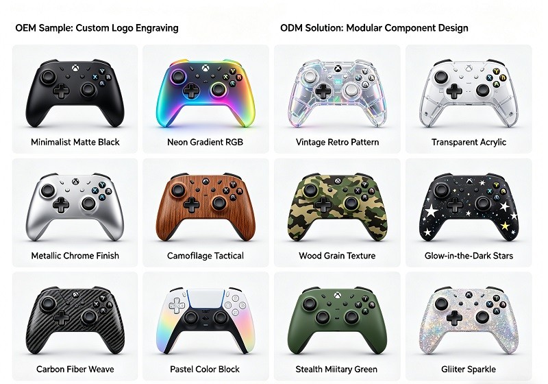 A person carefully cleaning the base of a controller's thumbstick with a cotton swab