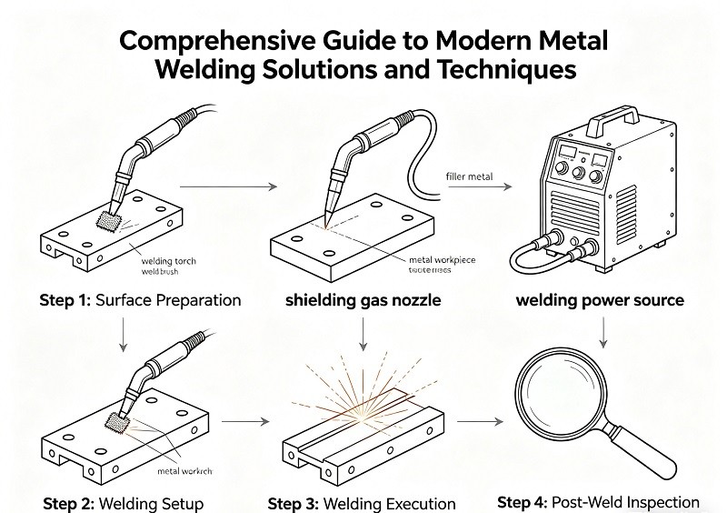 A collage showing the various applications of welding in construction, automotive, and aerospace industries.