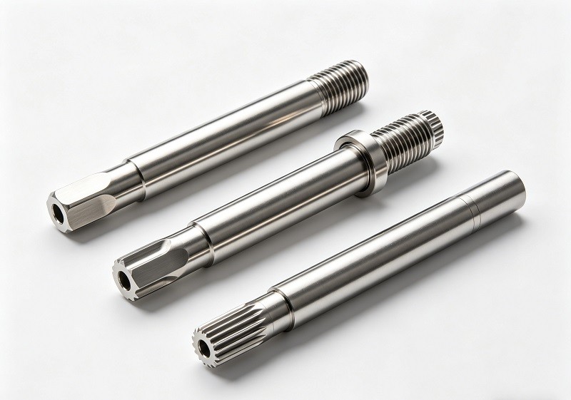 A collection of high-strength CNC-machined stainless steel parts including gears and turbine blades