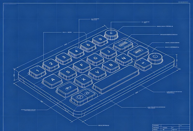 Design drawing of a custom silicone rubber keypad