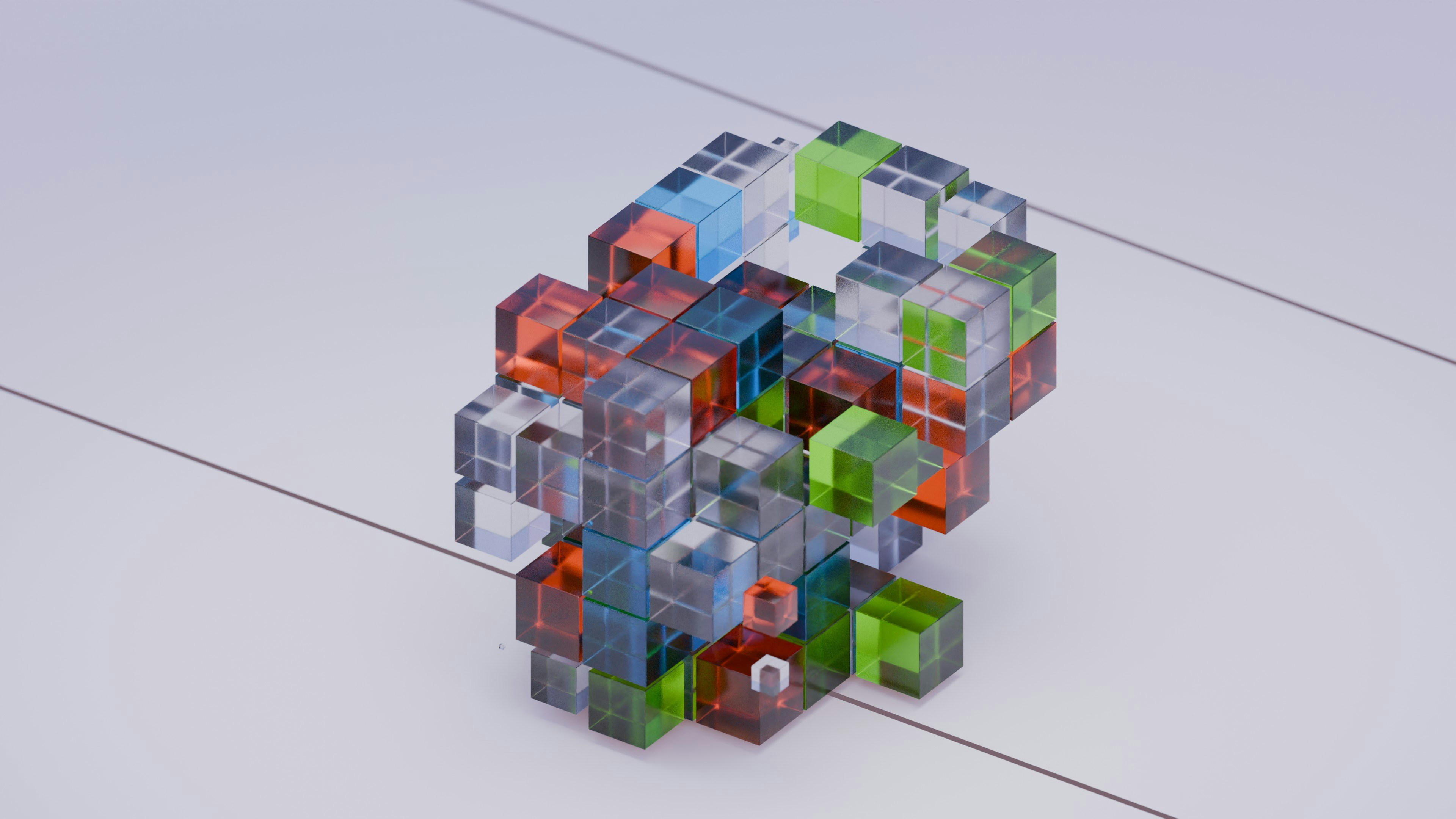An image showing the concept of 3D nesting, with many different parts efficiently packed into the MJF build volume.