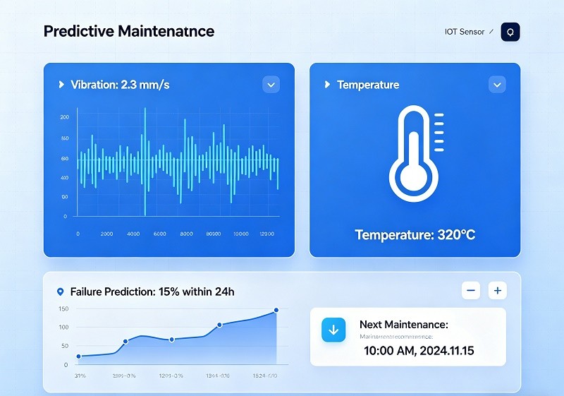 Dashboard showing predictive maintenance alerts for a CNC spindle