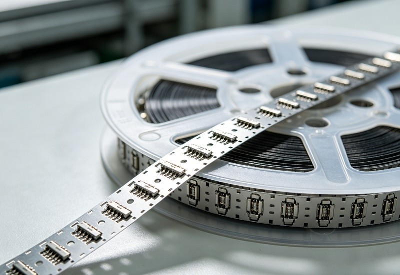 An assortment of custom metal stamped parts for the electronics industry