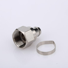 Waterproof F Male Crimp Connector CNC Turning Stamping Nickel Plated for RG6 Cable