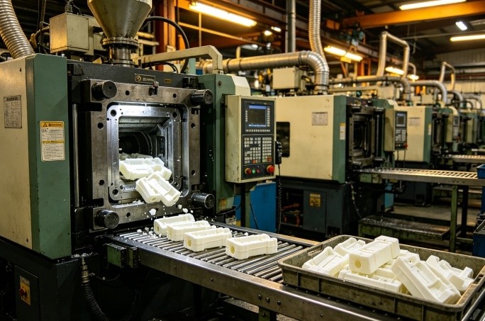 Injection molding machine at SOMI custom parts facility