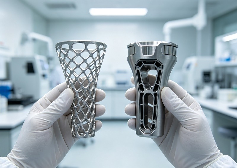 Metal 3D printing additive manufacturing process creating complex internal geometries
