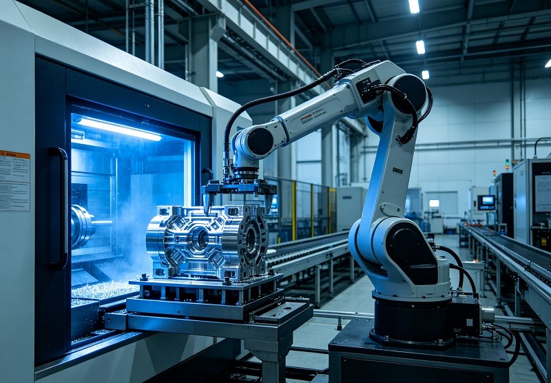 Advanced 5-axis CNC machining process for precision robotic components