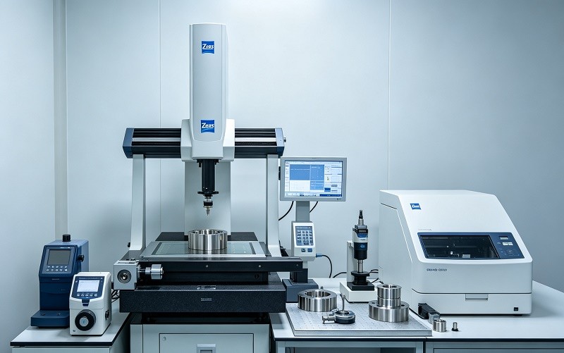 Quality inspection equipment measuring CNC machined components in a metrology lab