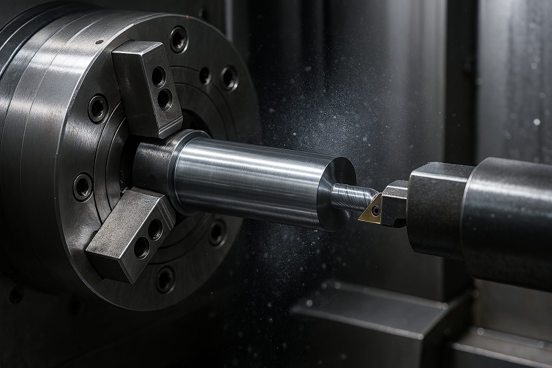 Complex CNC milling operation A multi-axis CNC milling machine cutting a complex metal part