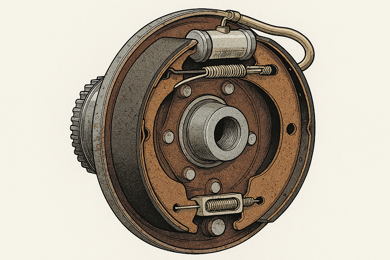 Diagram showing the internal components of a tandem brake master cylinder