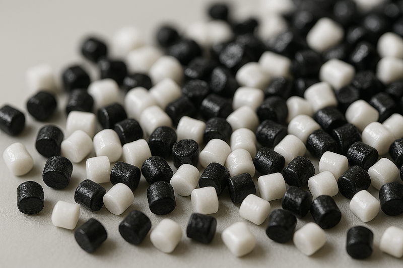 A collection of colorful injection-molded ABS parts like electronic housings and toys