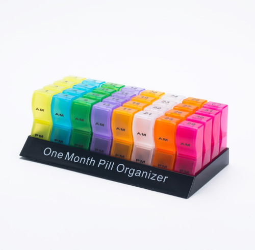 Monthly Pill Organizer 2 Times a Day, One Month Pill Box AM PM, 30 Day Pill Case Small Compartments to Hold Vitamin and Travel Medicine Organizer, 31 Day Pill Organizer, 4 Week Pill Cases, Support OEM,ODM