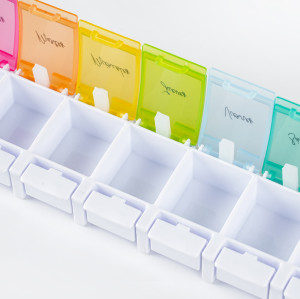 Wholesale Weekly Pill Organizer Arthritis Friendly, BPA Free Travel 7 Day Pill Box Case with Spring Open Design and Large Compartment to Hold Vitamins, Cod Liver Oil, Supplements and Medication, Support OEM,ODM